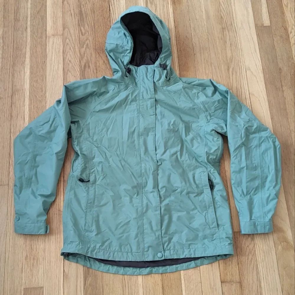 Eastern Mountain Sports Green Nylon Lined Hoodie Rain Winter Jacket